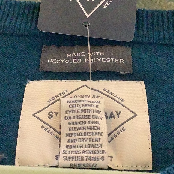 NWT men’s St. John’s Bay Large super soft Teal sweater. 60% cotton, 40% poly. - Picture 5 of 9